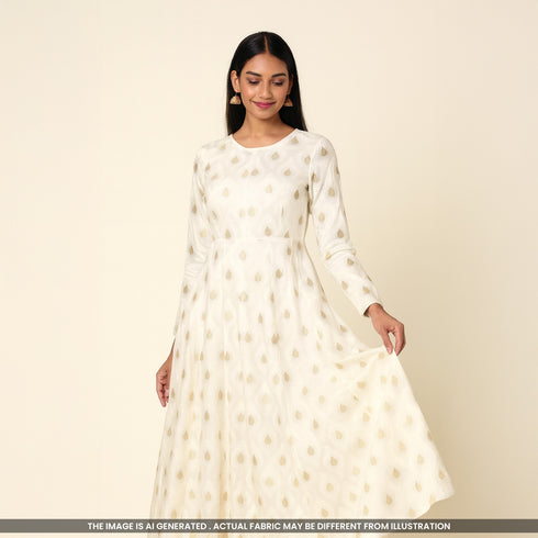 Self Jaquard Zari Work Pure Silk Fabric-F4962